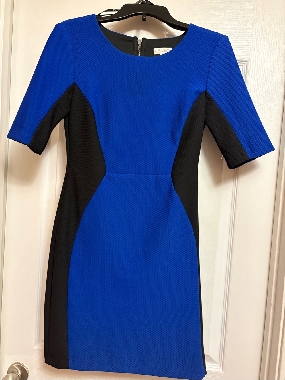 Bisou Bisou Blue and Black Mini Sheath Dress